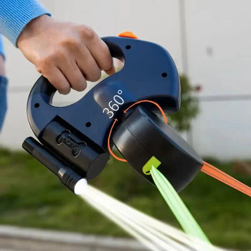Dual Dog Leash with 360° Swivel & LED – Walk Two Dogs Tangle-Free