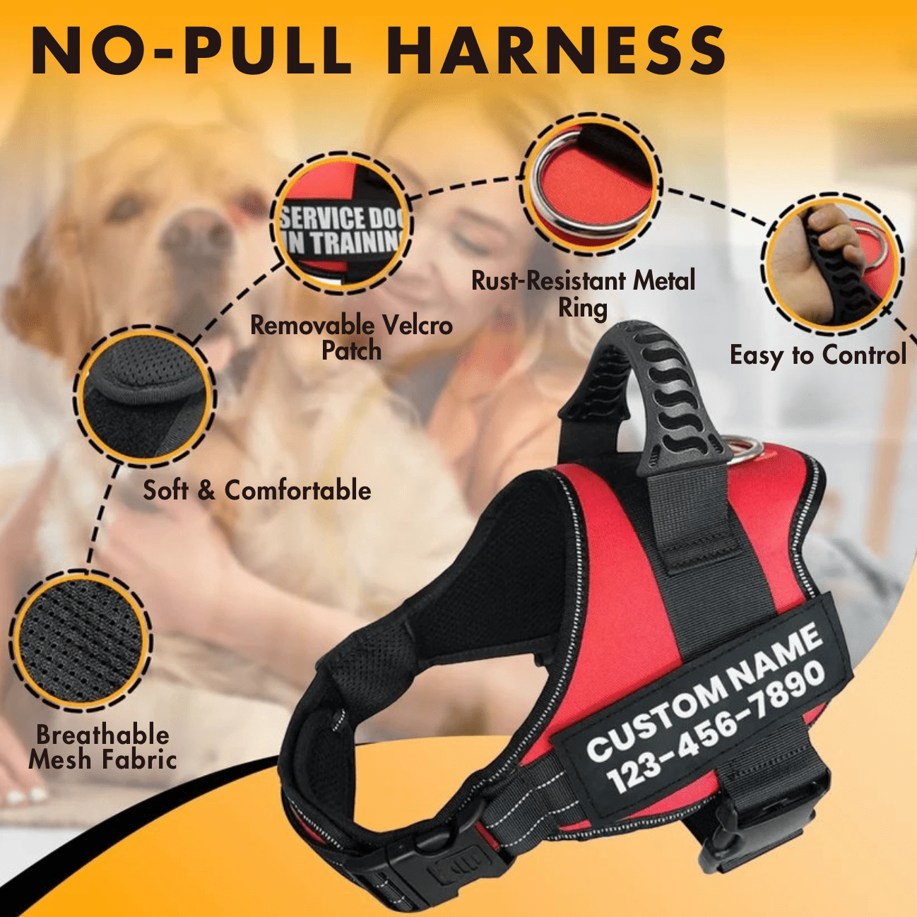 Custom No-Pull Dog Harness – Adjustable, Premium Quality for Small & Large Dogs